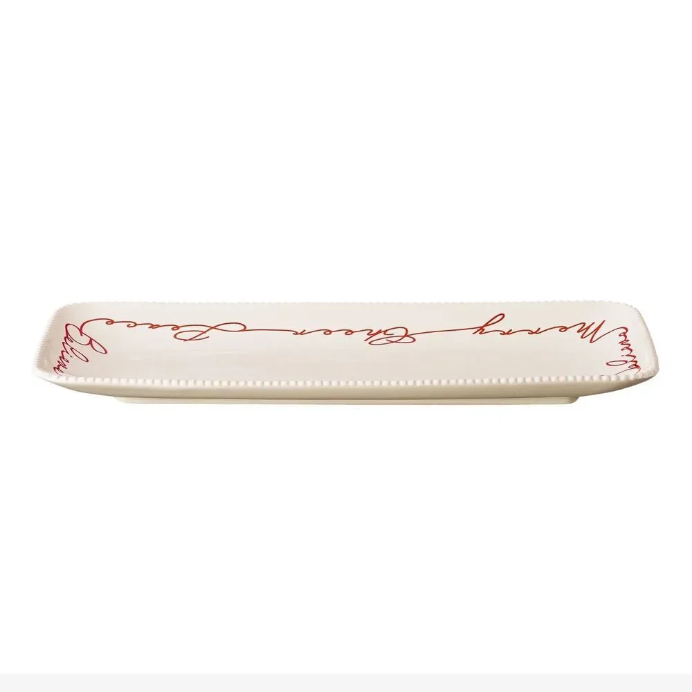Better Homes & Gardens Winter Botanicals White Stoneware Serving Tray 15.15
